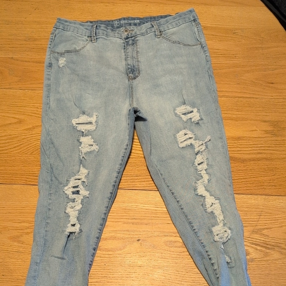 No Boundaries Blue Skinny Jeans Distressed Casual